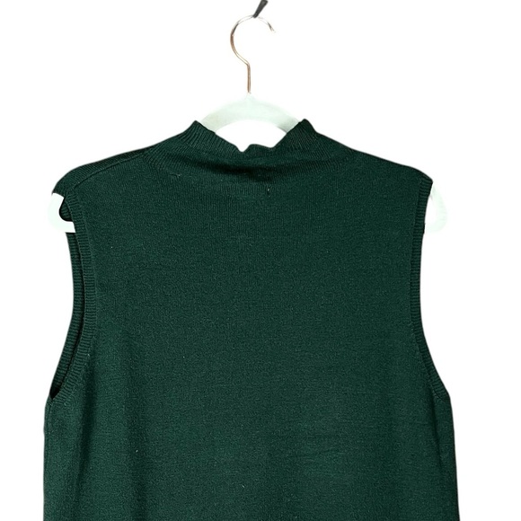 NewMax Studio Sleeveless Knit Sweater Vest L Hunter Green High Neck Ribbed Trim - Picture 6 of 12